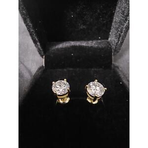 6.5mm 14K gold plated-2carat MOISSANITE Stud Earrings-passes diamond tester